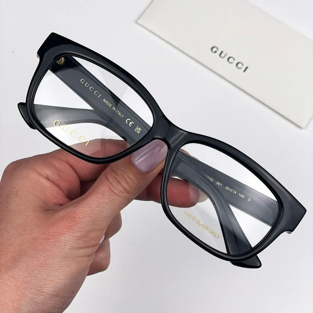 Gucci GG1341O 001 Eyeglasses Black Rectangle Women